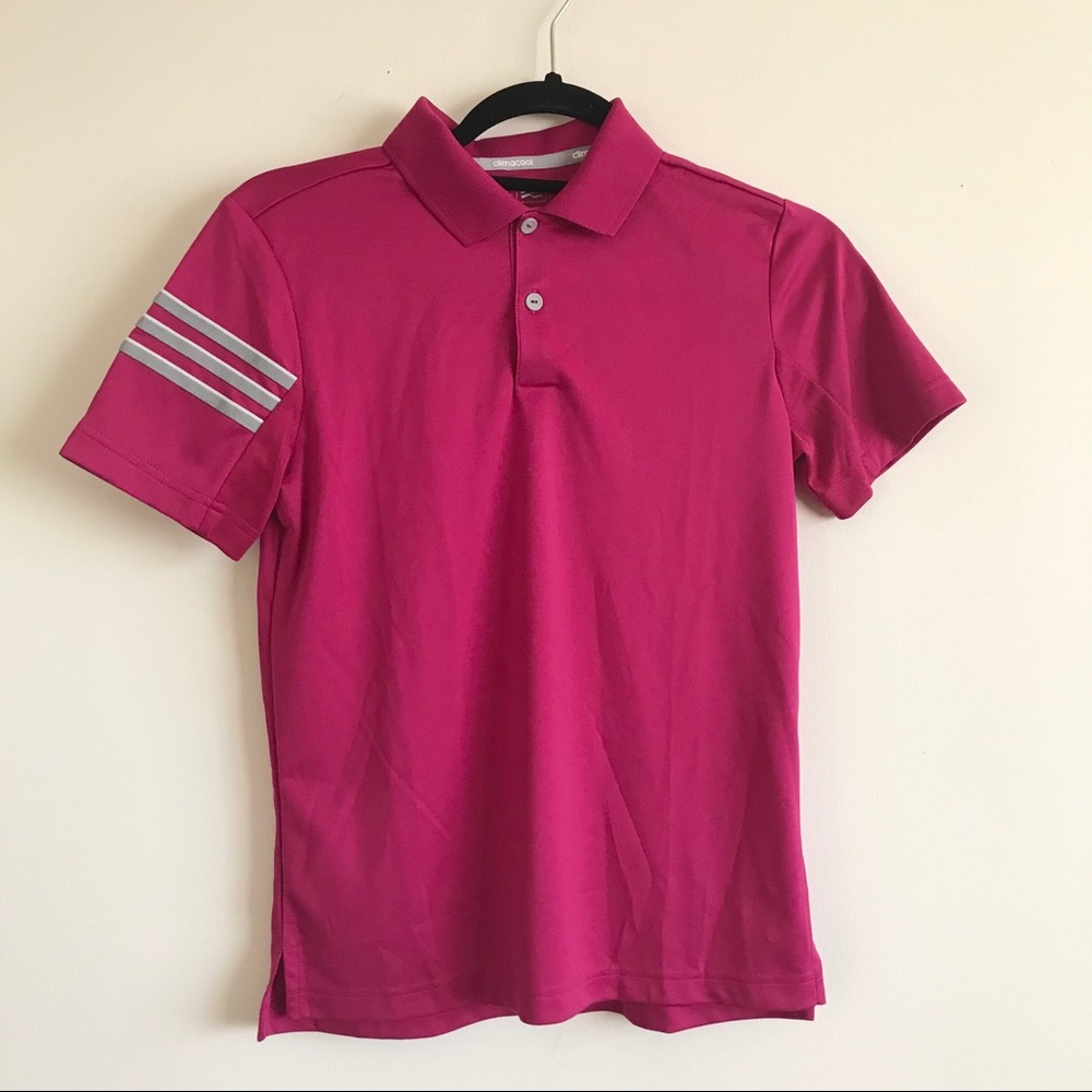 Adidas Boys Size M Climacool 3 Stripes Polo